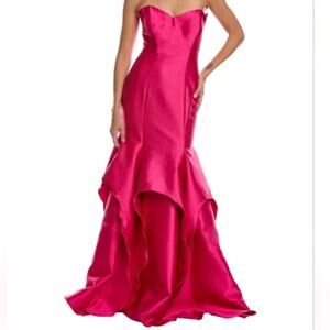 Rene Ruiz Collection Strapless Pink Trumpet Ruffle Dress